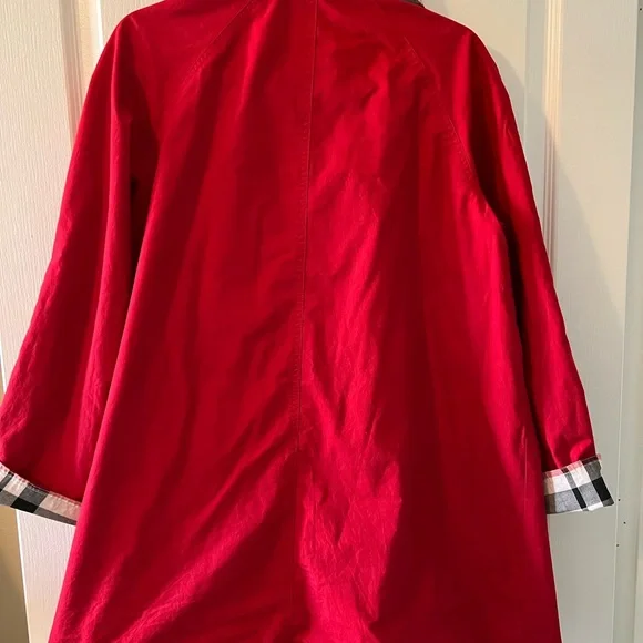 Reversible Red Plaid Short Rain Coat with Cuffs - Picture 5 of 9